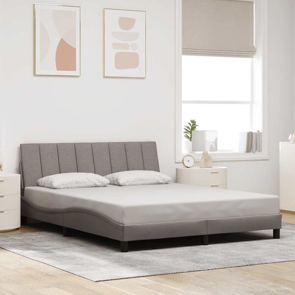vidaXL Estructura de cama sin colch&oacute;n Hanko tela gris taupe 160x200 cm