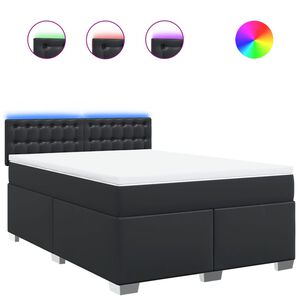vidaXL Cama box spring con colch&oacute;n cuero sint&eacute;tico negro 160x200 cm