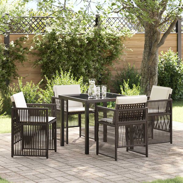 vidaXL Conjunto de Comedor de Jardín 5 pcs Marrón Poliratán