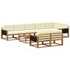 vidaXL Conjunto de sof&aacute;s de exterior con coj&iacute;n 9 pcs Natural y Crema