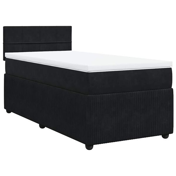 vidaXL Cama box spring con colch&oacute;n cuero sint&eacute;tico negro 90x190 cm