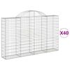vidaXL Cestas gaviones 40 uds forma de arco hierro 200x30x120/140 cm