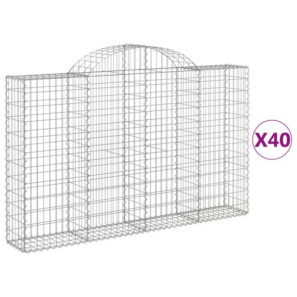 vidaXL Cestas gaviones 40 uds forma de arco hierro 200x30x120/140 cm