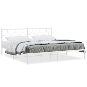 vidaXL Estructura cama sin colch&oacute;n con cabecero metal blanco 193x203cm