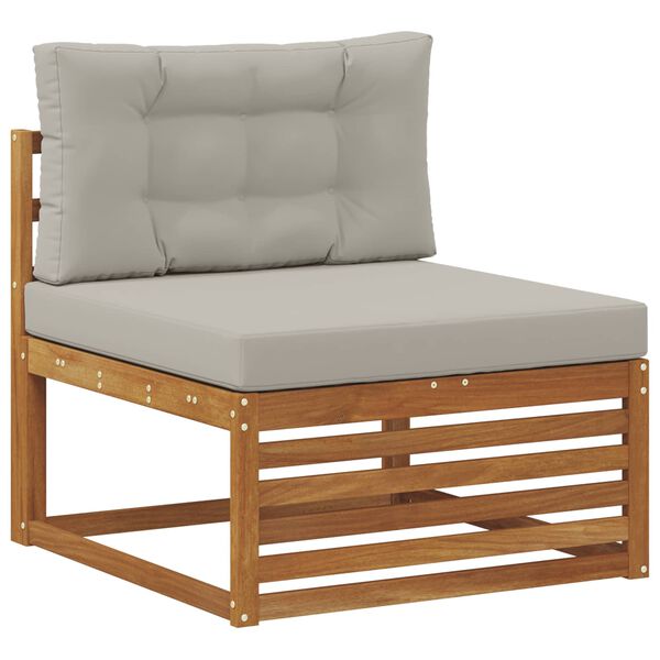 vidaXL Juegos de sof&aacute;s con coj&iacute;n 9 pcs Gris Natural y Claro