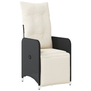 vidaXL Sill&oacute;n reclinable de jard&iacute;n con cojines rat&aacute;n sint&eacute;tico negro