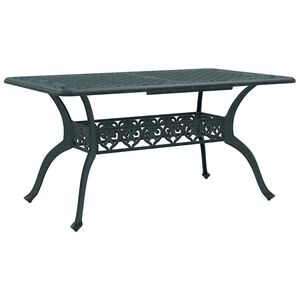vidaXL Mesa de jard&iacute;n aluminio fundido verde 150x90x72 cm
