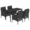 vidaXL Set de muebles jard&iacute;n 5 pzas con cojines rat&aacute;n sint&eacute;tico negro