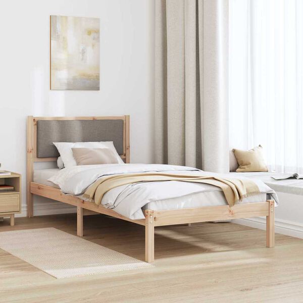 vidaXL Estructura de cama Taup&eacute; 90 x 200 cm Madera de pino macizo