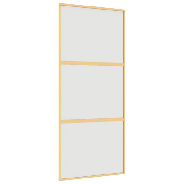 vidaXL Puerta corredera dorada vidrio ESG esmerilado aluminio 90x205cm
