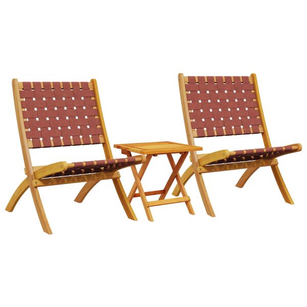 vidaXL Sillas de jard&iacute;n plegables con mesa 2 uds madera maciza roja