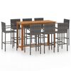 vidaXL Conjunto de bar para jard&iacute;n 9 piezas gris