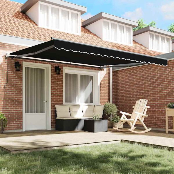 vidaXL Toldo Retr&aacute;ctil Negro 400 x 350 cm Tela y Aluminio