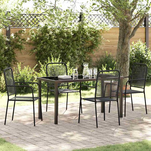 vidaXL Conjunto de Comedor de Jard&iacute;n 5 pcs Negro