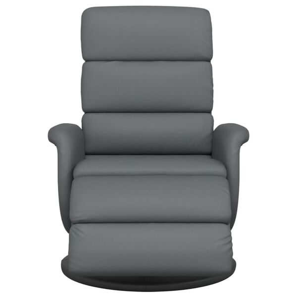 vidaXL Sill&oacute;n reclinable con reposapi&eacute;s cuero sint&eacute;tico gris