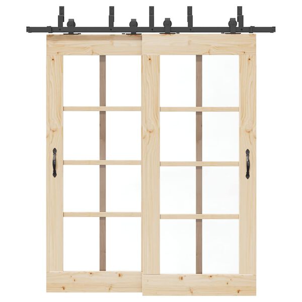 vidaXL Kit de herrajes para puertas correderas acero negro 200 cm