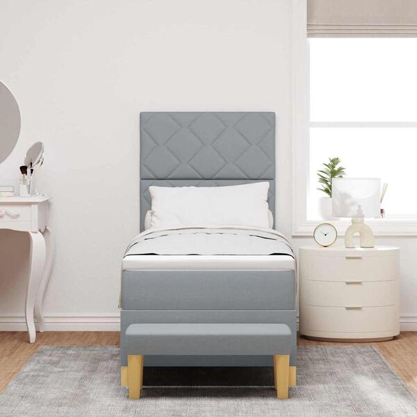 vidaXL Cama tipo Box Spring con colch&oacute;n Gris claro 80 x 200 cm tela