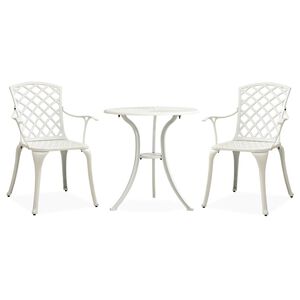 vidaXL Mesa y sillas de bistr&oacute; 3 piezas aluminio fundido blanco