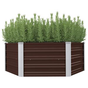 vidaXL Mesa de cultivo de acero galvanizado marr&oacute;n 129x129x45 cm