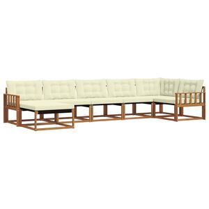 vidaXL Conjunto de sof&aacute;s de exterior con coj&iacute;n 7 pcs Natural y Crema