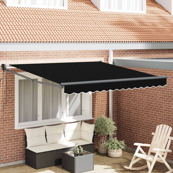 vidaXL Toldo Retr&aacute;ctil Negro 350 x 250 cm Poli&eacute;ster y Aluminio