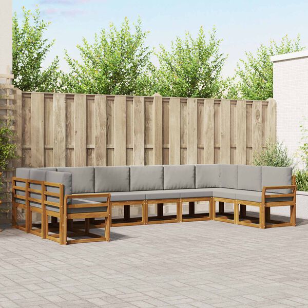 vidaXL Conjunto de sof&aacute;s de exterior 10 pcs Gris Natural y Claro