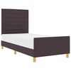 vidaXL Estructura de cama con cabecera Marr&oacute;n oscuro 100 x 200 cm tela