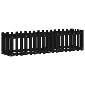 vidaXL Arriate elevado jard&iacute;n con valla madera pino negro 200x50x50cm