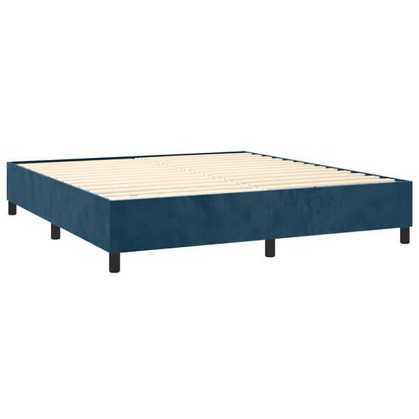 vidaXL Cama box spring con colch&oacute;n terciopelo azul oscuro 200x200 cm