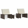 vidaXL Tumbonas 2 unidades con mesa de rat&aacute;n sint&eacute;tico marr&oacute;n