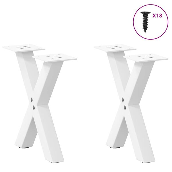 vidaXL Patas para mesa de centro en forma de X (2 unidades), color blanco, 30 x (30-31) cm, acero