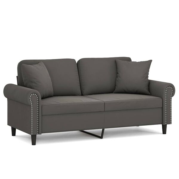 vidaXL Sof&aacute; 2 plazas almohadas y cojines terciopelo gris oscuro 140 cm