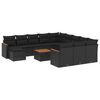 vidaXL Set de sof&aacute;s de jard&iacute;n y cojines 13 pzas rat&aacute;n sint&eacute;tico negro