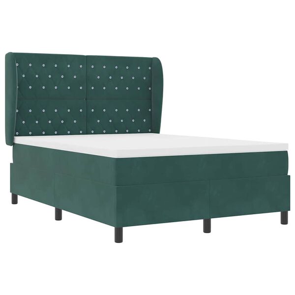vidaXL Cama tipo Box Spring Verde oscuro 200 x 140 cm Terciopelo
