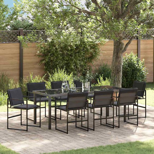 vidaXL Conjunto de Comedor de Jardín 9 pcs Negro
