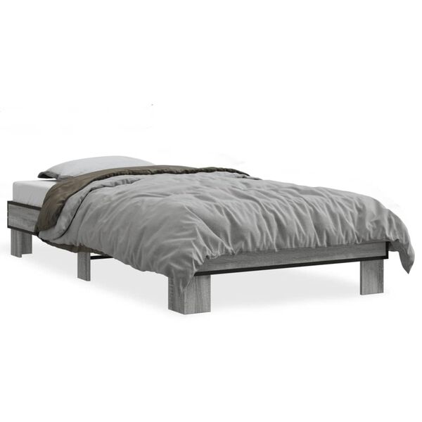 vidaXL Estructura cama madera ingenier&iacute;a metal gris Sonoma 90x190 cm