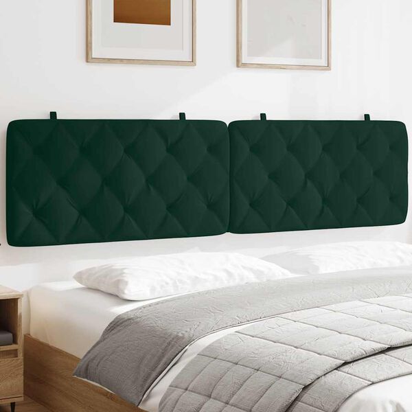 vidaXL Cabecero de cama acolchado terciopelo verde oscuro 200 cm