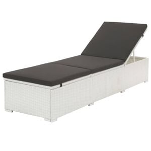 vidaXL Tumbona con coj&iacute;n rat&aacute;n sint&eacute;tico blanco