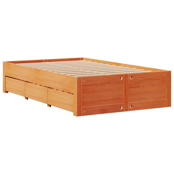 vidaXL Cama sin colch&oacute;n con cajones madera de pino marr&oacute;n 120x200 cm