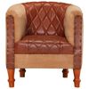 vidaXL Sillón de cuero auténtico y madera maciza de mango marrón