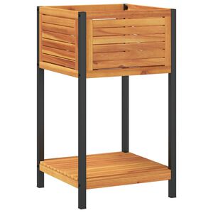vidaXL Jardinera con estante madera maciza acacia y acero 45x45x80 cm