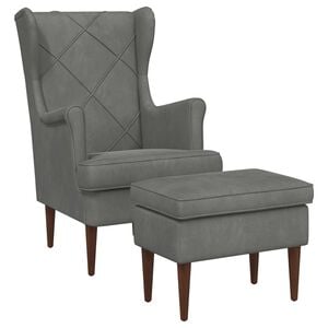 vidaXL Sill&oacute;n con Pouf 2 uds. Gris oscuro Terciopelo