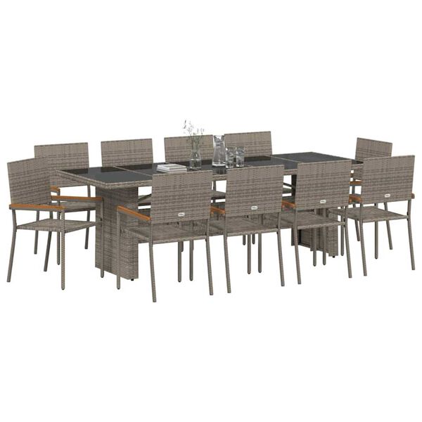 vidaXL Conjunto de Comedor de Jard&iacute;n 11 pcs Gris rat&aacute;n sint&eacute;tico