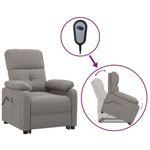 vidaXL Sill&oacute;n de masaje elevable tela gris taup&eacute;