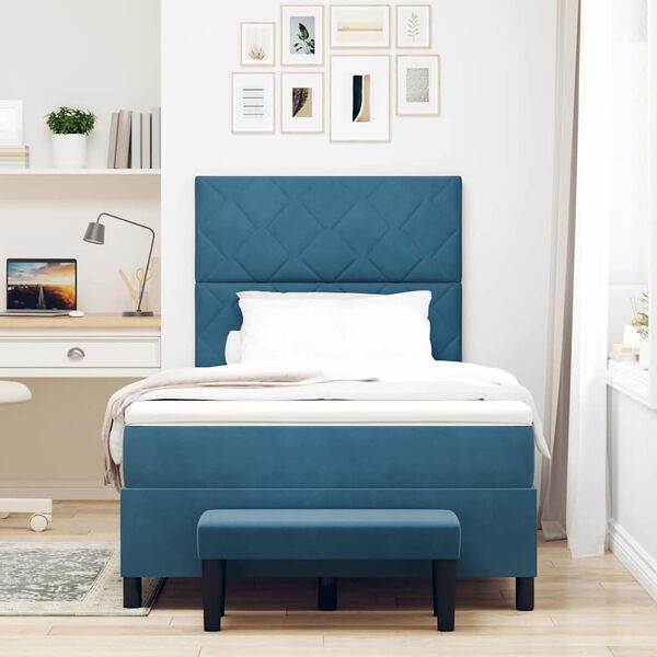 vidaXL Cama tipo Box Spring Azul oscuro 120 x 200 cm Terciopelo