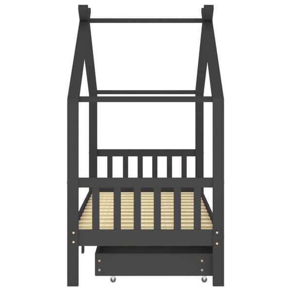 vidaXL Estructura de cama infantil y cajones madera pino gris 90x200cm