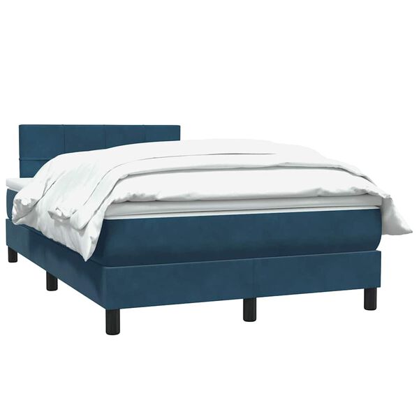 vidaXL Cama box spring con colch&oacute;n terciopelo azul oscuro 120x210 cm