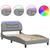 vidaXL Estructura de cama con LED sin colch&oacute;n Hvar tela gris claro 100x190 cm