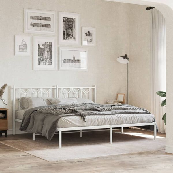 vidaXL Estructura cama sin colchón con cabecero metal blanco 183x213cm