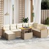 vidaXL Set de sof&aacute;s de jard&iacute;n 9 pzas con cojines rat&aacute;n sint&eacute;tico beige